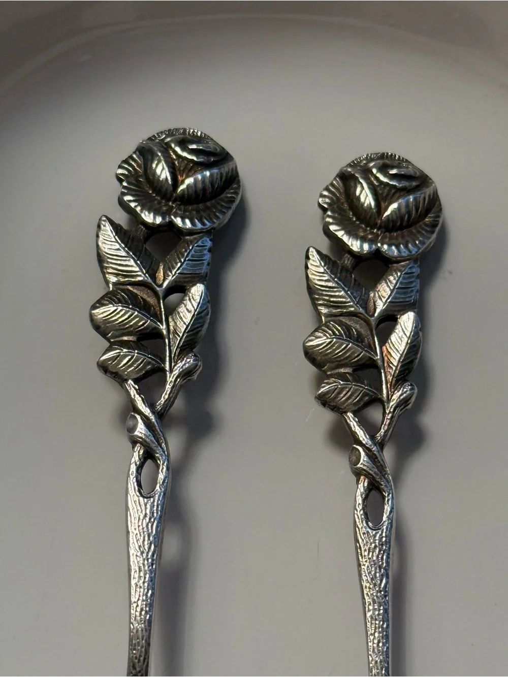 Hildesheimer Rose Handle Silver-Plate Serving Spoon Set of 4 p